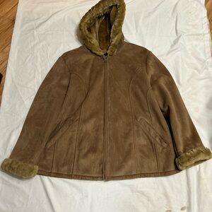 Braetan Tan Teddy Jacket with Faux Fur Trim (worn maybe twice) Size 3X